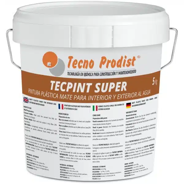 TECPINT SUPER - Tecno Prodist - Pintura al agua para interior y exterior - Alta blancura - Lavable - Fácil aplicación